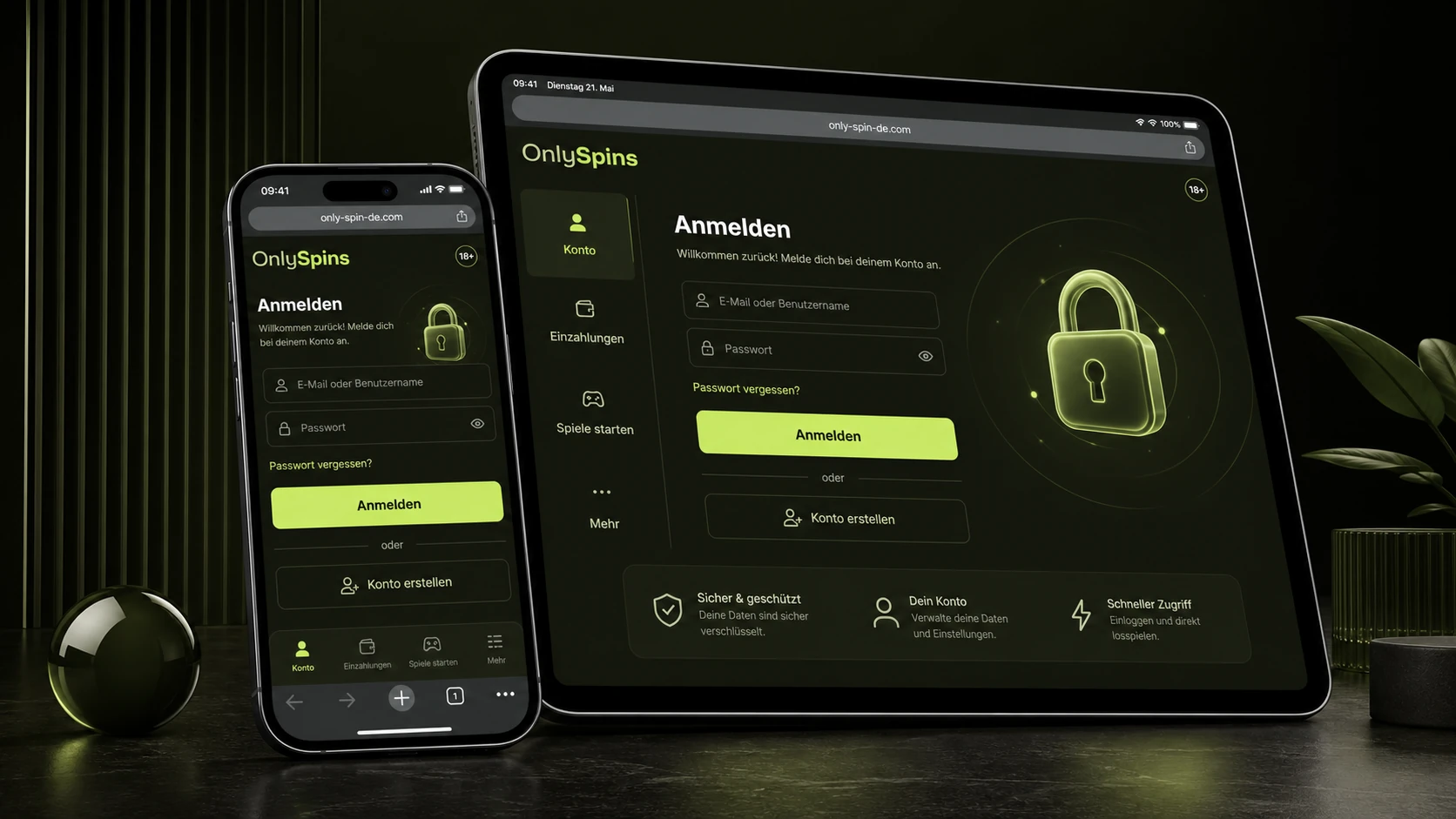 Mobile Login bei OnlySpins